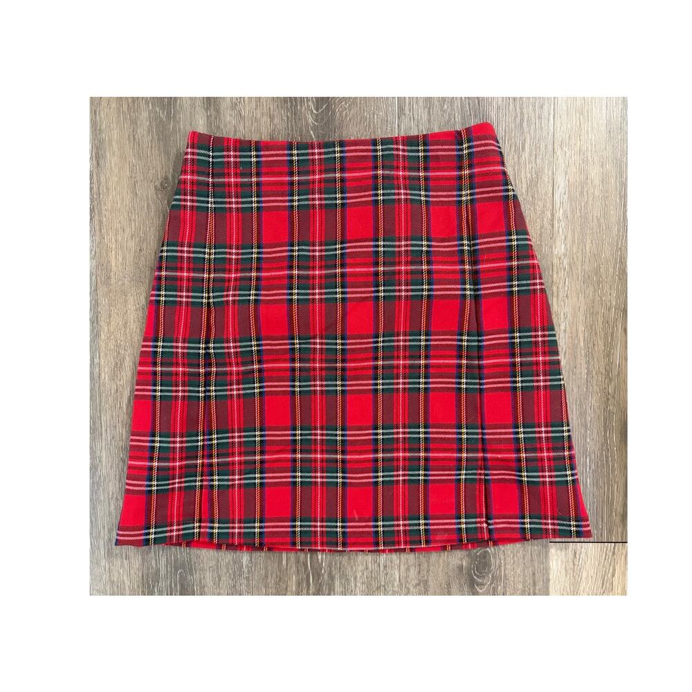 Brandy Melville Red Plaid Mini Skirt Preppy Tartan Christmas Y2K